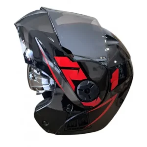 CASCO ABATIBLE ICH 3110 BUMERANG NEGRO ROJO VISOR SILVER M