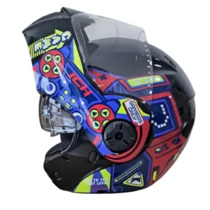 CASCO ABATIBLE ICH 3110 GAMEPLAY NEGRO ROJO AMARILLO VISOR TR XS