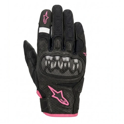 GUANTES ALPINESTAR SMX1 AIR V2 NEGRO / FUCSIA (PROTECCIÓN EN CARBONO) TALLA L