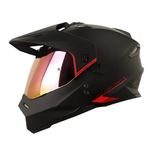 Casco Multiproposito HRO-MX330DV Solid Negro Rojo Visor Visor Iridium Rojo XL