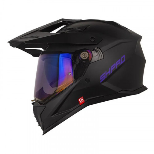 CASCO MULTIPROP SHAFT_PRO MX400D SOLID NEGRO MORADO VISOR IRIDIUM S