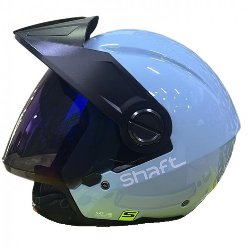 CASCO ABIERTO SHAFT 212 SOLID AZUL BLANCO VISOR REVO MORADO M