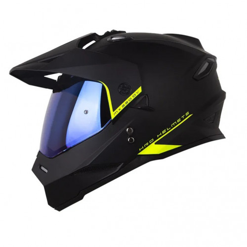 CASCO MULTIPROPOSITO HRO-MX330DV SOLID NEGRO AMARILLO VISOR IRIDIUM XL