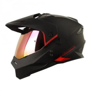 CASCO MULTIPROPOSITO HRO-MX330DV SOLID NEGRO MATE ROJO VISOR IRIDIUM ROJO L