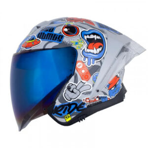 CASCO ABIERTO SHAFT 246 NEW STICE GRIS AZUL VISOR IRIDIUM M (191396)