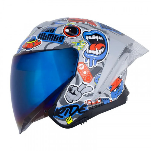 CASCO ABIERTO SHAFT 246 NEW STICE GRIS AZUL VISOR IRIDIUM M (191396)