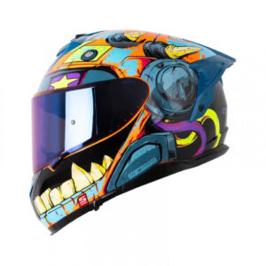 CASCO INTEGRAL SHAFT PRO 610 DV CYBERPUNK NARANJA AZUL VISOR IRIDIUM M (194342)