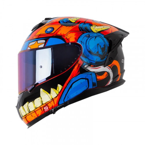 CASCO INTEGRAL SHAFT PRO 610 DV CYBERPUNK ROJO AZUL VISOR IRIDIUM S (194345)