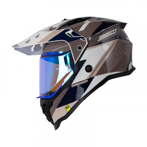 CASCO MULTIPROPOSITO SHAFT MX360 MISHO AZUL GRIS VISOR IRIDIUM M (199244)