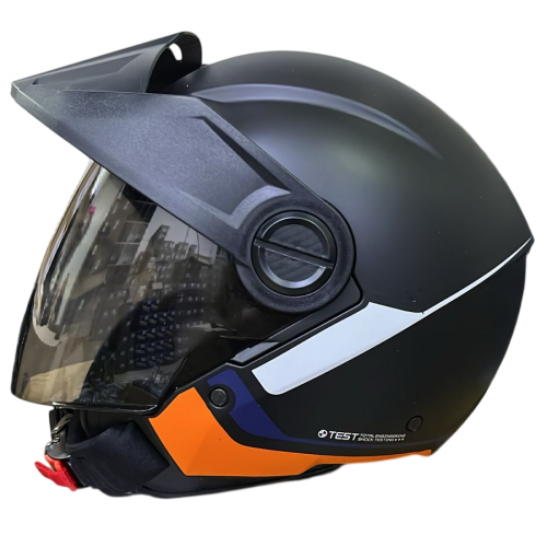 CASCO ABIERTO ICH 102 CEST NEGRO NARANJA AZUL VISOR SMOKE XL (201077)