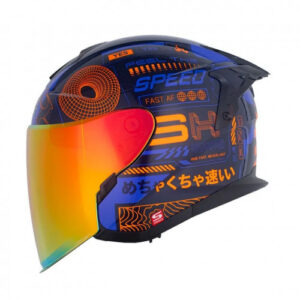 CASCO ABIERTO SHAFT PRO 240DV WIRE FRAME AZUL NARANJA VISOR IRIDIUM S (190453)
