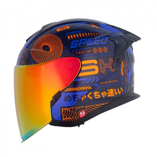 CASCO ABIERTO SHAFT PRO 240DV WIRE FRAME AZUL NARANJA VISOR IRIDIUM S (190453)