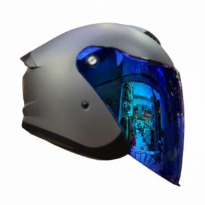 Casco Abierto Certificado Urban Biker 92 Solid Gris Visor Iridium Azul S