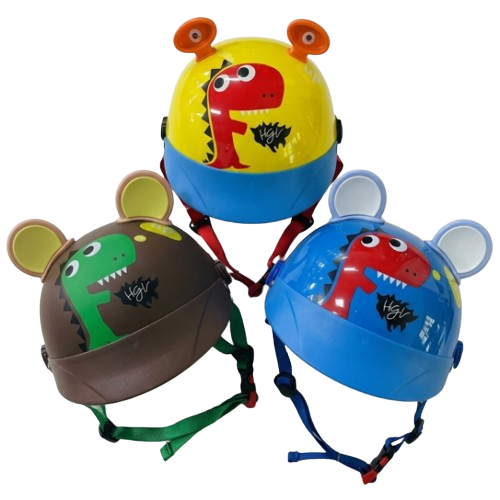 (OUTLET) CASCO ABIERTO CAFE DINOSAURIO VERDE TALLA UNICA OREJAS