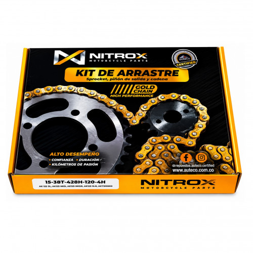 KIT ARRASTRE CAD-DOR PRO15-38T-428H-120-4H 125NKD,AK 125 SL,AK125 NKD