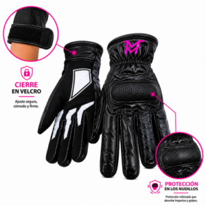 GUANTES DE PROTECCION MOTO MELLOS NEGRO FUCSIA M