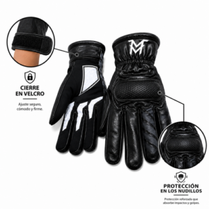 GUANTES DE PROTECCION MOTO MELLOS NEGRO BLANCO S