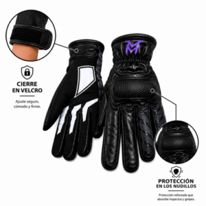 GUANTES DE PROTECCION MOTO MELLOS NEGRO MORADO L