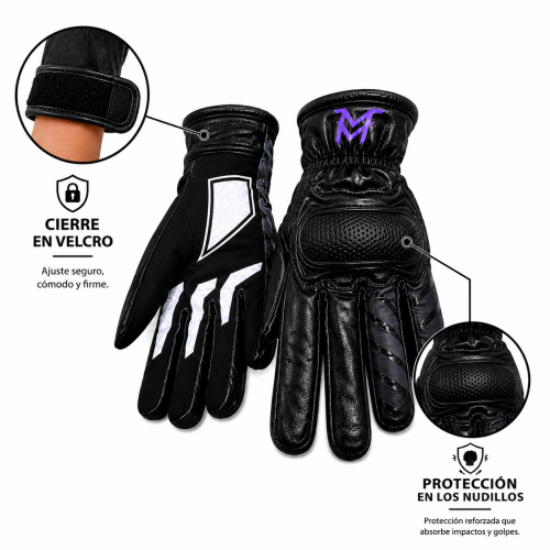 GUANTES DE PROTECCION MOTO MELLOS NEGRO MORADO L