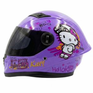 CASCO NIÑA LILA BRILLO HELLO KITTY TALLA ÚNICA