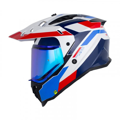 CASCO MULTIPROPOSITO SHAFT MX360 APRICOT BLANCO AZUL VISOR IRIDIUM S (199226)