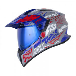 CASCO MULTIPROPOSITO HRO-MX340DV STRIPE GRIS AZUL VISOR IRIDIUM XL (181444)