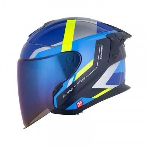 CASCO ABIERTO SHAFT PRO 240DV COZONE AZUL AMARILLO VISOR IRIDIUM L (190413)