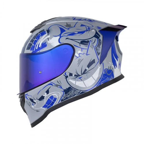 CASCO INTEGRAL HRO 506 SP ROUGH GRIS AZUL VISOR IRIDIUM XL (196312)