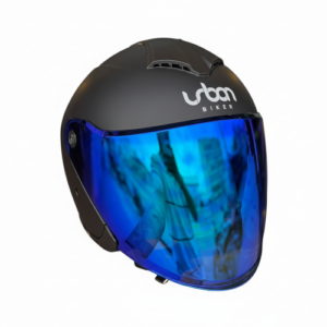 Casco Abierto Certificado Urban Biker 92 Negro Solid Visor Iridium Azul S