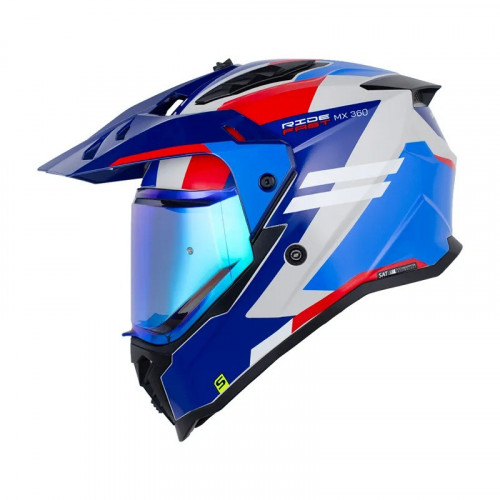 CASCO MULTIPROPOSITO SHAFT MX360 FLUSH GRIS AZUL VISOR IRIDIUM L (199280)