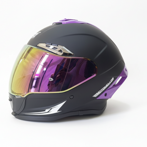 Casco Integral MM 667 Solid Negro Morado Visor Iridium XL