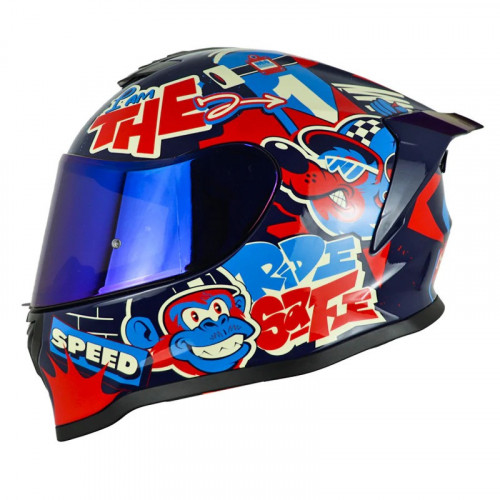 CASCO INTEGRAL HRO 506 SP CHAMP AZUL OSCURO ROJO VISOR IRIDIUM M (191645)