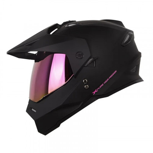 CASCO MULTIPROPOSITO X ONE MX328 DV SOLID NEGRO FUCSIA VISOR IRIDIUM S (198593)