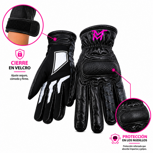 Guantes de Protección Moto Mellos Negro Fucsia XL