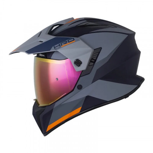 CASCO MULTIPROPOSITO HRO-MX340DV LONG AZUL GRIS VISOR IRIDIUM L (181405)