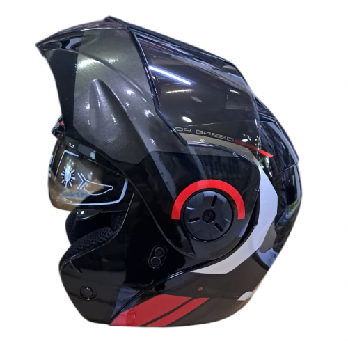 CASCO ABATIBLE ICH 3110 KHAM NEGRO GRIS ROJO BRILLO VISOR SMOKE L (202284)