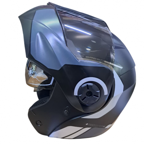 CASCO ABATIBLE ICH 3110 KHAM NEGRO GRIS CLARO MATE VISOR SMOKE L (202300)
