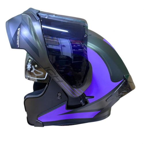 CASCO ABATIBLE ICH 3120 XTREME NEGRO MORADO GRIS VISOR SMOKE M (209639)