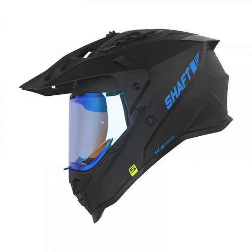 CASCO MULTIPROPOSITO SHAFT MX360 SOLID NEGRO AZUL VISOR IRIDIUM L (193322)
