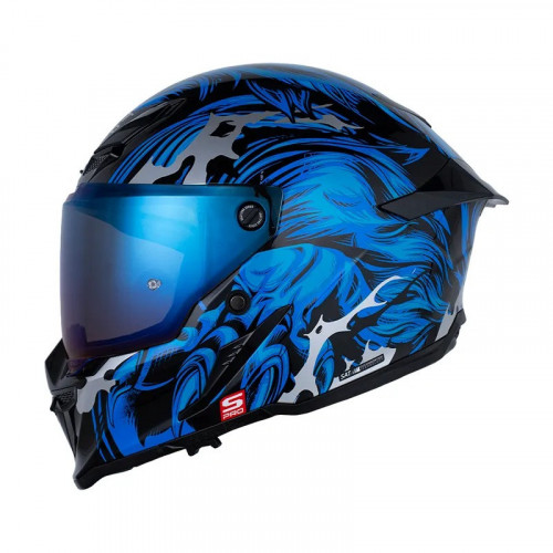CASCO INTEGRAL SHAFT_PRO 615 DV WEREMOLF NEGRO AZUL VISOR IRIDIUM L (199003)