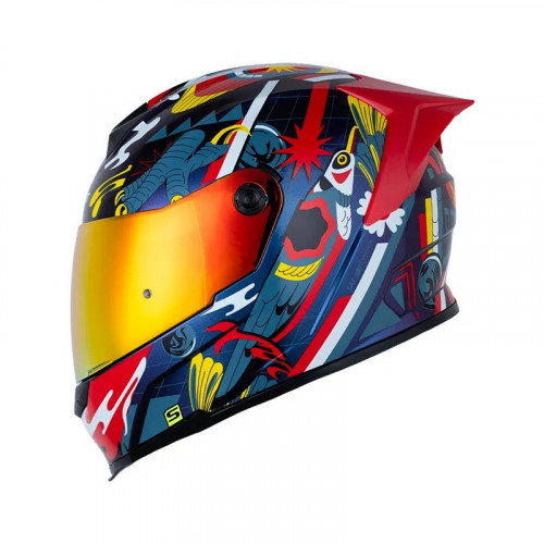 CASCO INTEGRAL SHAFT 502 SP BIRD NEST CAMALEON AZUL VISOR REVO M (199570)