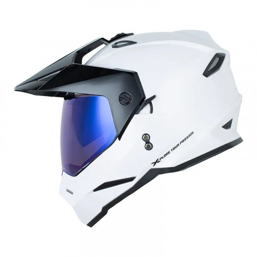 CASCO MULTIPROPOSITO X ONE MX328 DV SOLID BLANCO PERLADO NEGRO VISOR IRIDIUM M (198586)