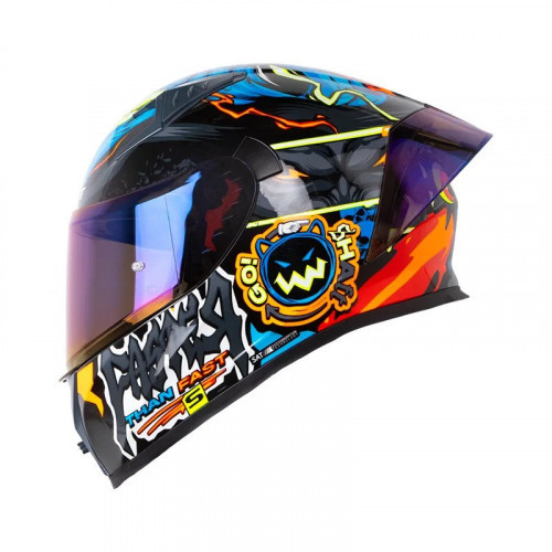 CASCO INTEGRAL SHAFT 526SP EVO BONEMAX NEGRO AZUL VISOR IRIDIUM M (188974)