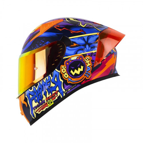 CASCO INTEGRAL SHAFT 526SP EVO BONEMAX AZUL OSCURO MORADO VISOR IRIDIUM M (188970)
