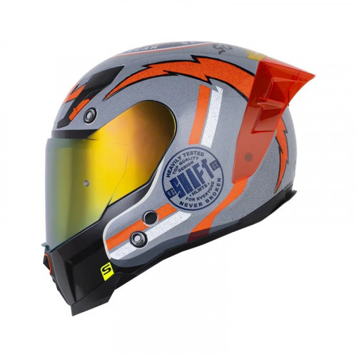 CASCO INTEGRAL SHAFT 562 R OLD SCHOOL GRIS NARANJA VISOR IRIDIUM XL (196136)