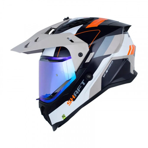CASCO MULTIPROPOSITO SHAFT MX360 CONWAY BLANCO GRIS CLARO VISOR IRIDIUM XL (199261)