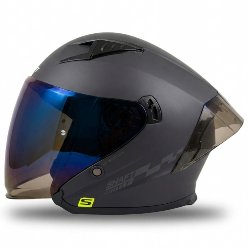 CASCO ABIERTO SHAFT 226 GT SOLID NEGRO MATE GRIS VISOR IRIDIUM AZUL S (184569)