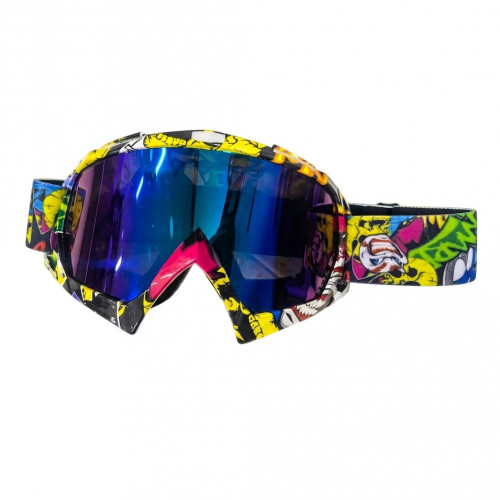Gafas Motocross Motivo Amarillo Lente Azul