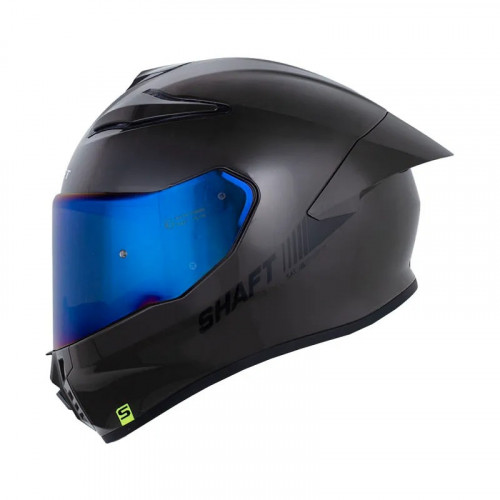 CASCO INTEGRAL SHAFT 584 SP SOLID NEGRO GRIS OSCURO BRILLO VISOR IRIDIUM AZUL S (196076)