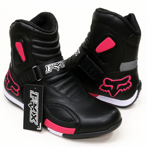 BOTAS PARA MOTOCICLISTA FOX NEGRO FUCSIA 37